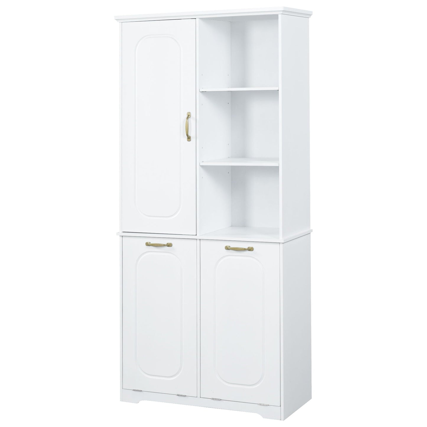 Freestanding Tall Storage Cabinet With 2 Tilt-Out Hampers