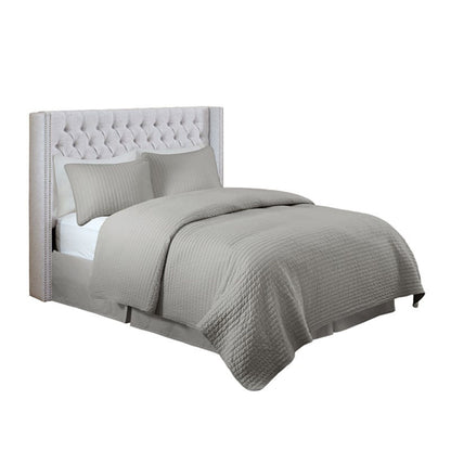 Transitional Upholstery Headboard With Tufted Buttons And Nailhead Trim