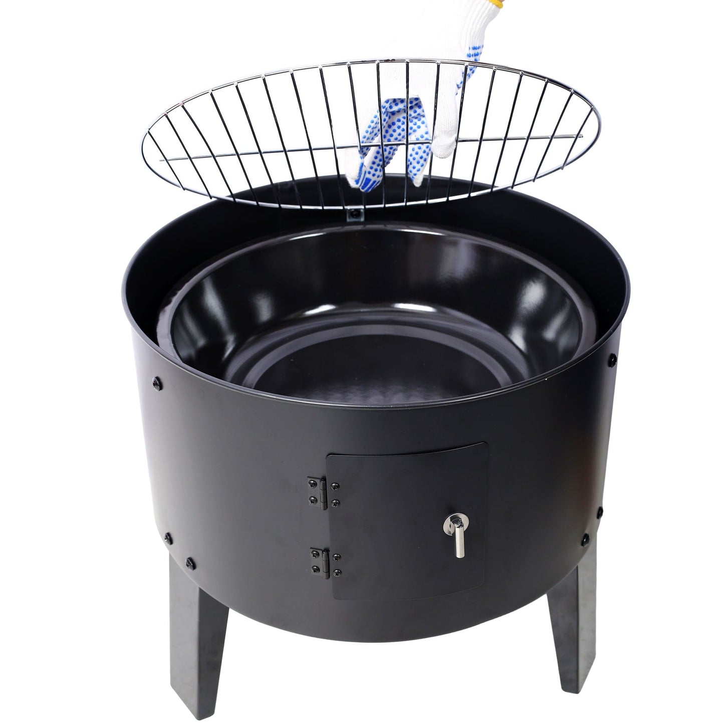 Portable Charcoal Smoker Grill For Outdoor Cooking - Black