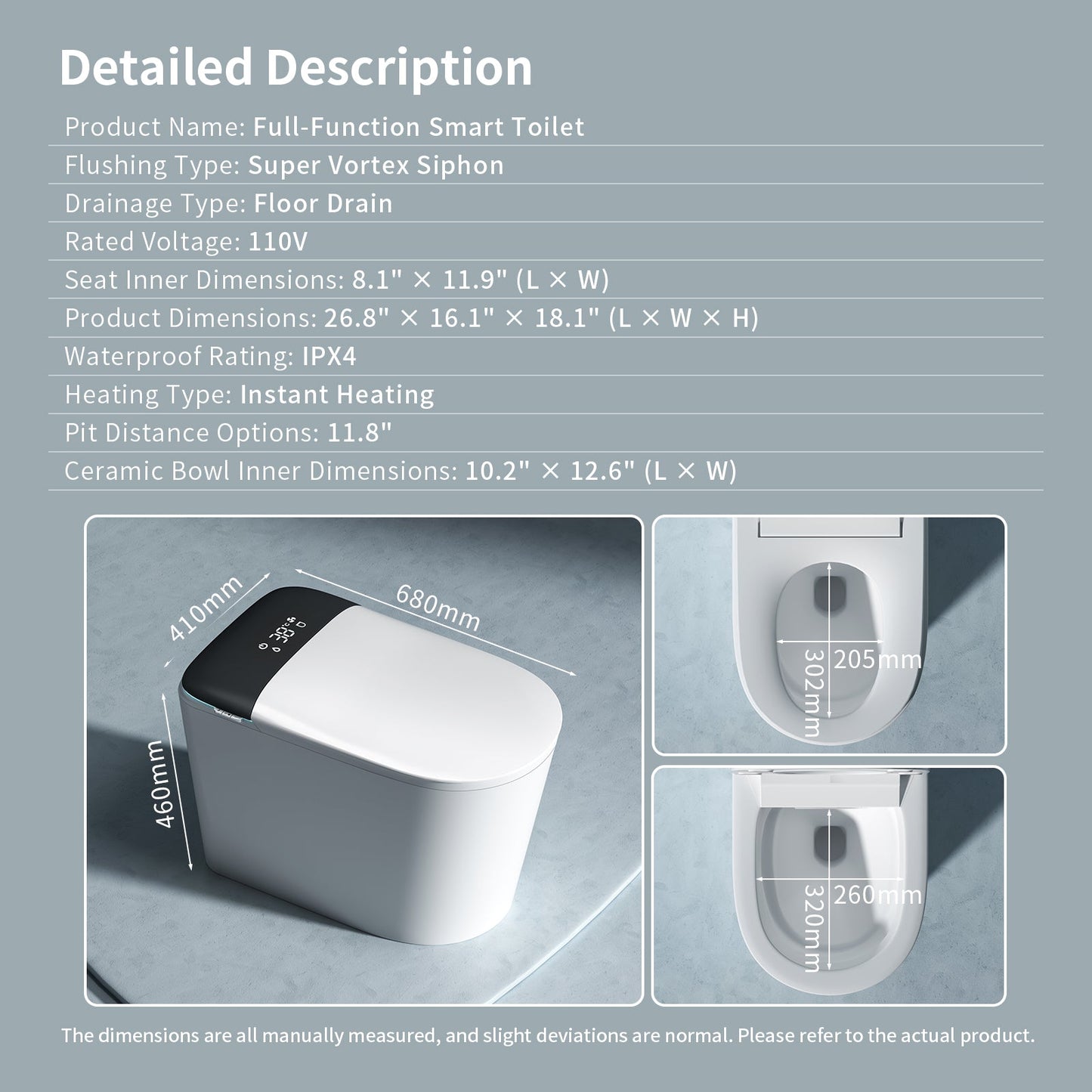 E40 Smart Toilet with Built-In Bidet and Advanced Features