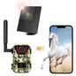4G 4K 30FPS Solar Trail Camera Outdoor Wildlife Camera Motion Activated IP66 Waterproof with 140¼Viewing Angle No Glow Night Vision SIM Card APP Contr
