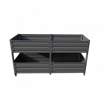 Dual Tier Elevated Metal Raised Garden Bed with Lockable Wheels