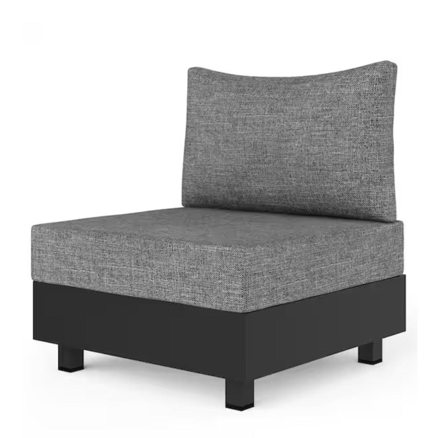 Modular Armless Chairs With Coffee Table For Garden (Set of 2) - Gray