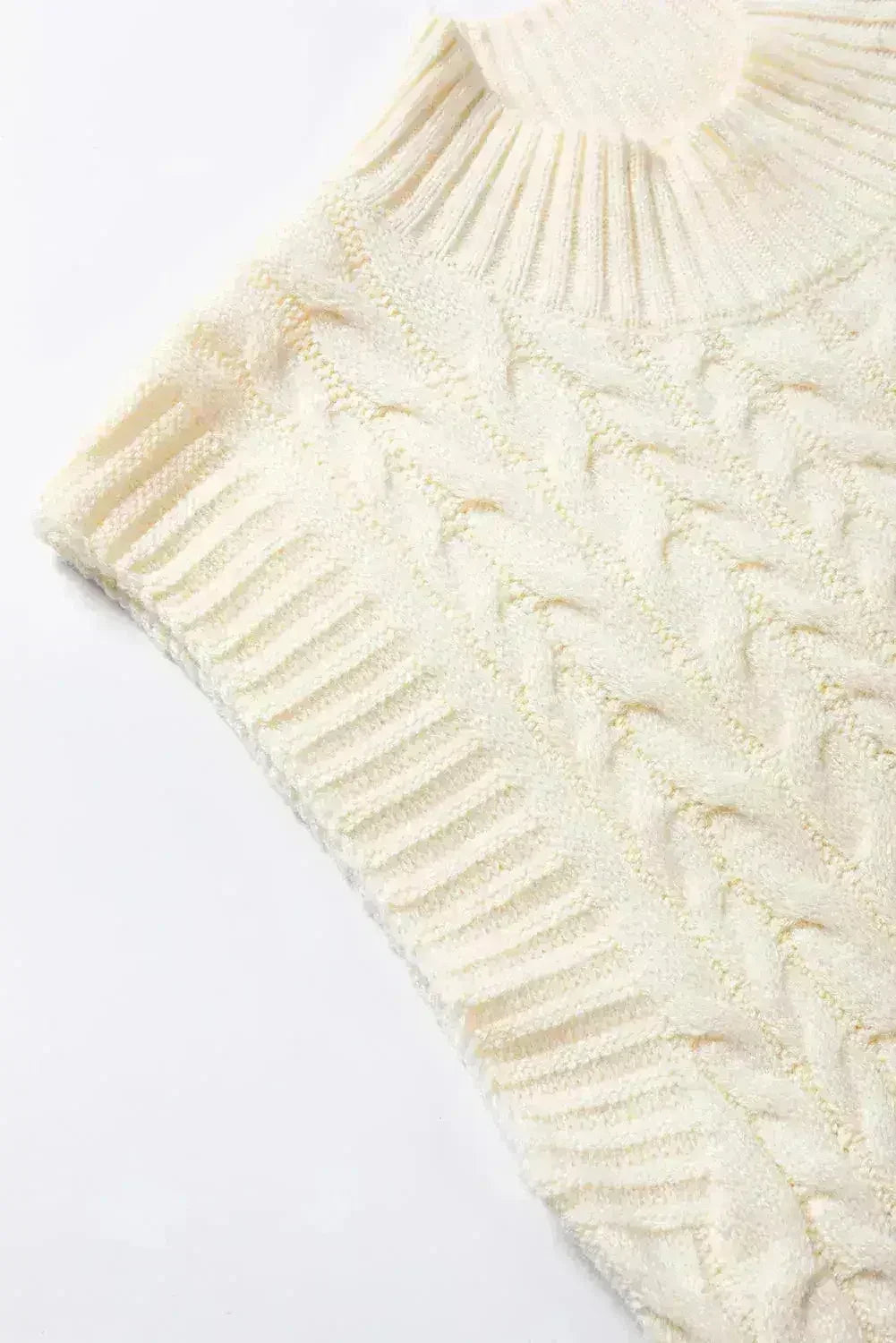Cable Knit Sweater Vest – High Neck & Textured Oatmeal