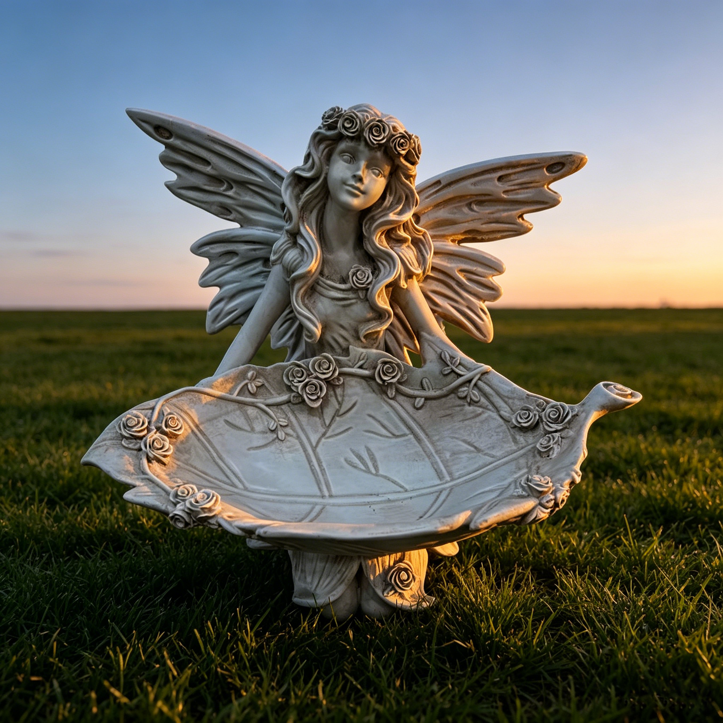 12.80" High Garden Fairy Figurine with Leaf Tray