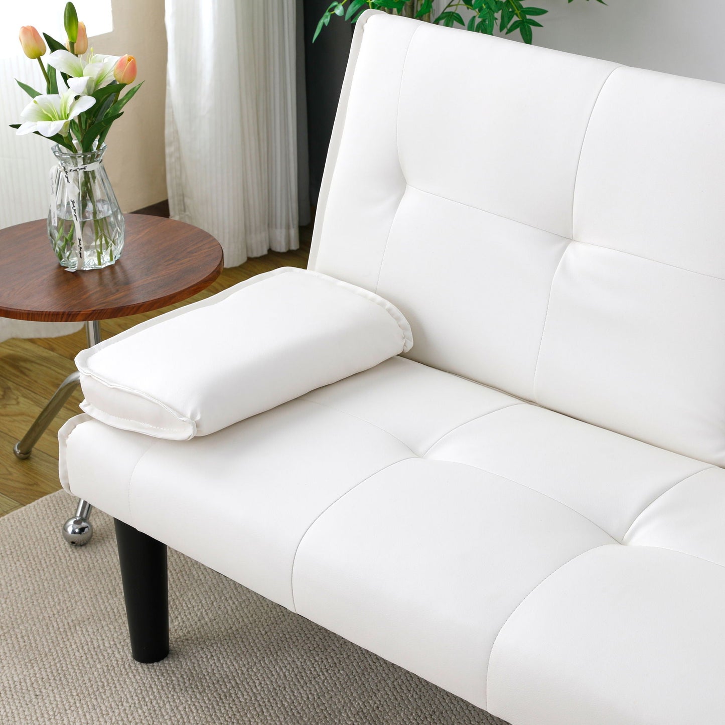 Sofa Bed With Foldable Design And Cup Holder