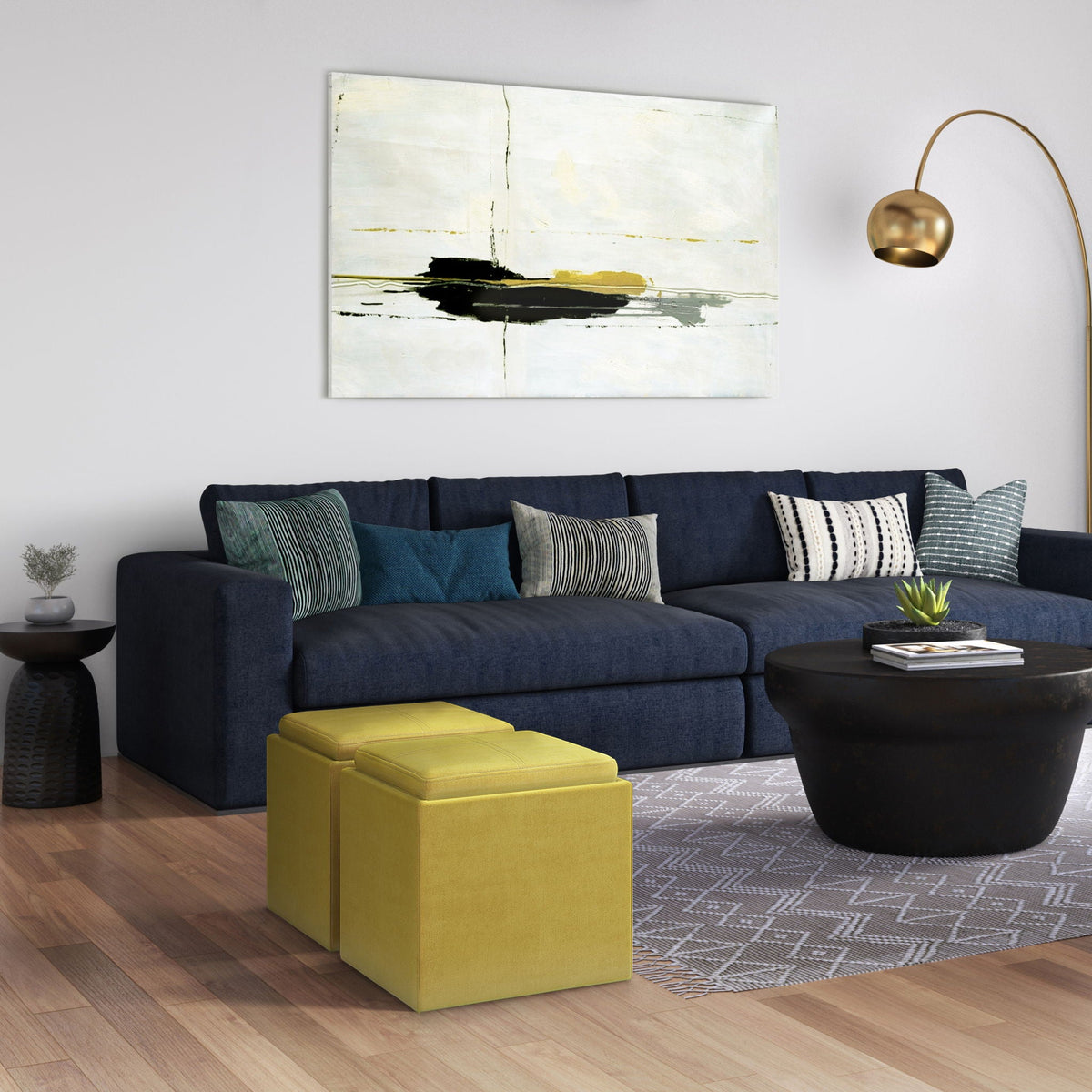 Rockwood - Upholstered Cube Storage Ottoman With Tray