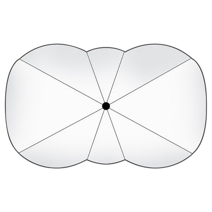 57x33In Foldable Car Sun Umbrella Universal Sun Blocker Shield Shade Silver Titanium Sun Protector with Carry Bag for Car Truck SUV