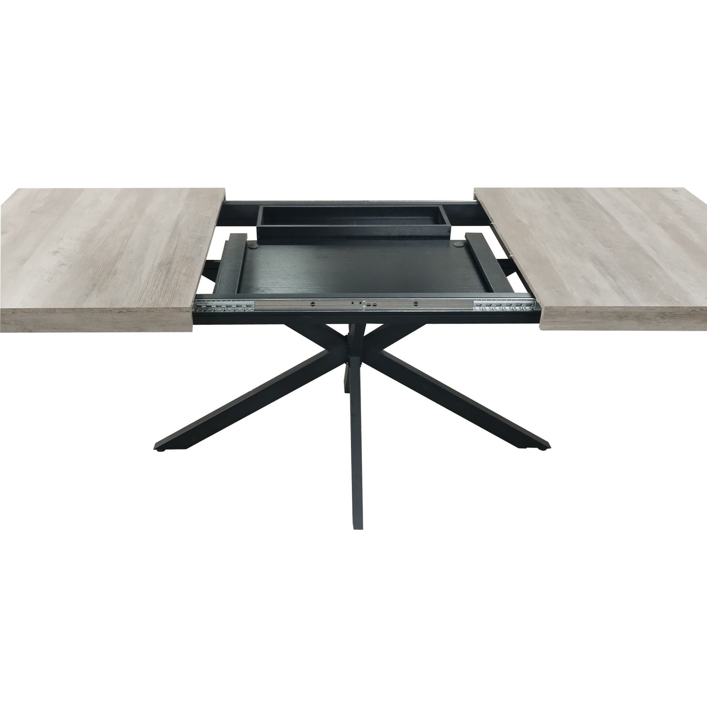 Retro Rectangular Stretch Dining Table With Embossed Center Plate