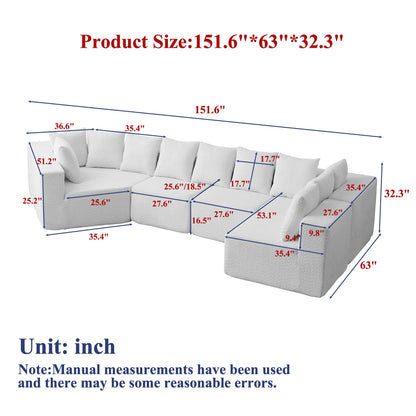 151.6-Inch Extra-Large L-Shaped Chenille Sectional Sofa