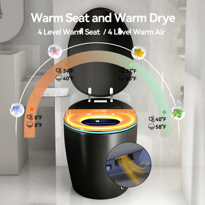 Unique Smart Toile With Built In Bidet, Auto Open / Close Seat, Foot Sensor, LED Display, Night Light, Warm Water & Dryer Ceramic