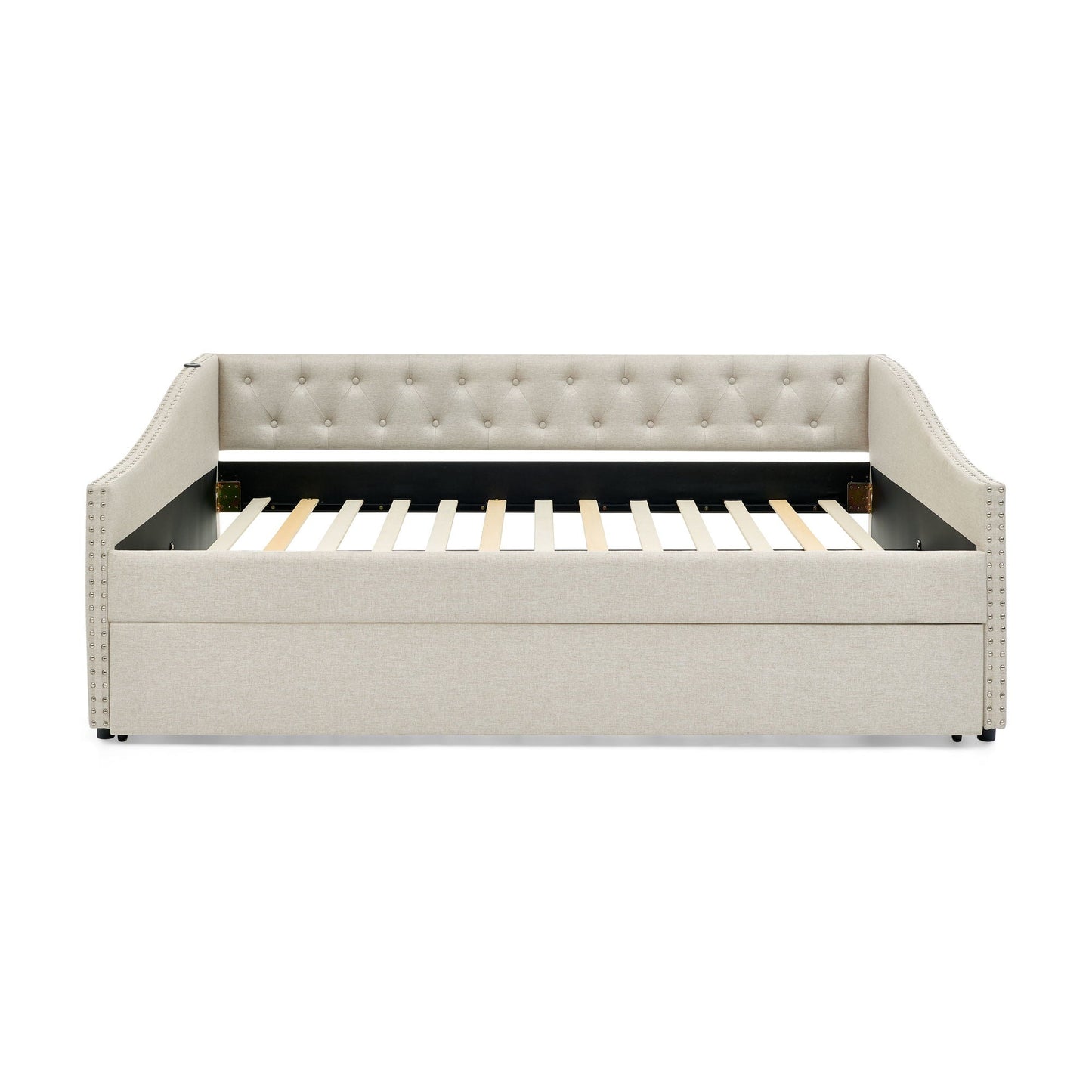 Upholstered Daybed With USB Charging & Pull Out Bed