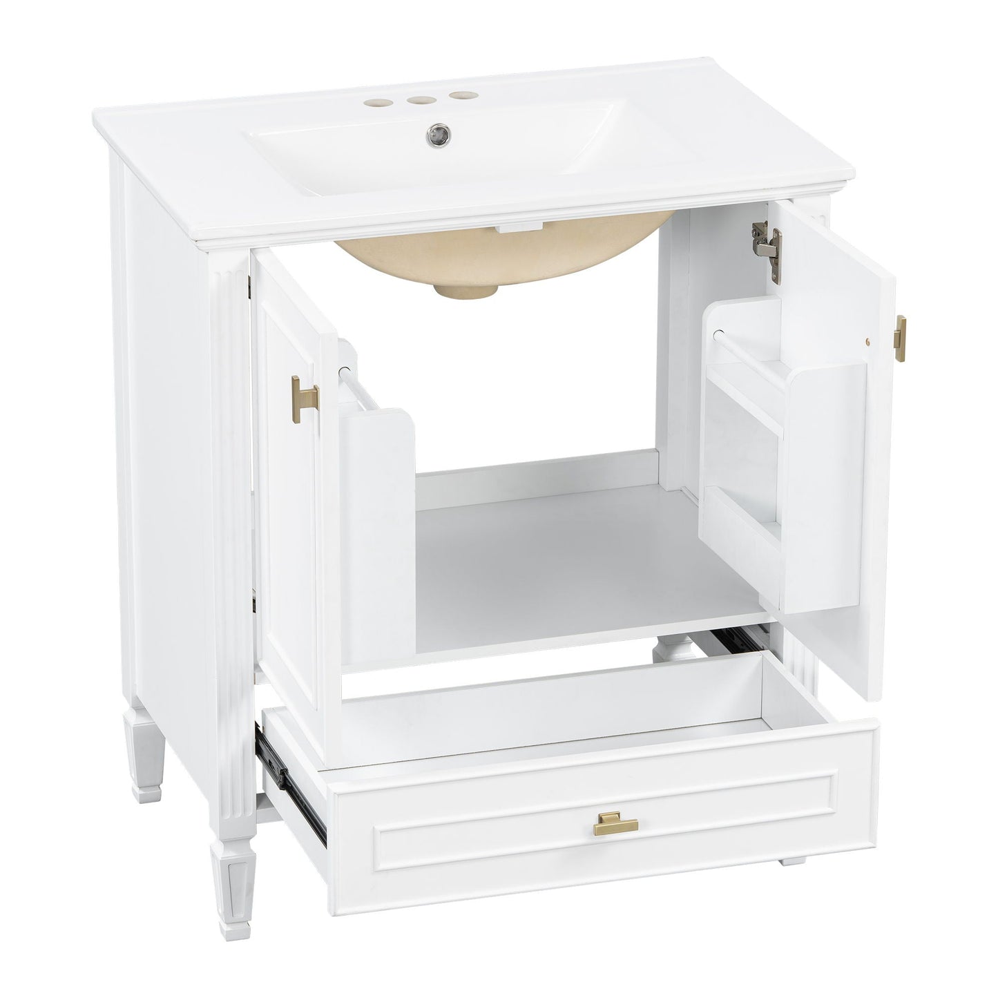 Freestanding Vanity With 1 Drawer & 2 Soft Close Doors With Door Mounted Storage
