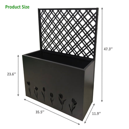 Tall Metal Planter with Trellis