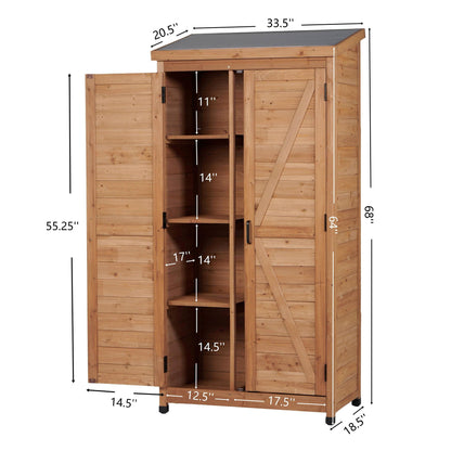 Outdoor Storage Shed With Vertical Tool Cabinet For Backyard