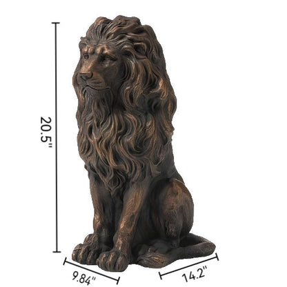 20.5" Lion Statue - Resin Outdoor Guardian Sculpture