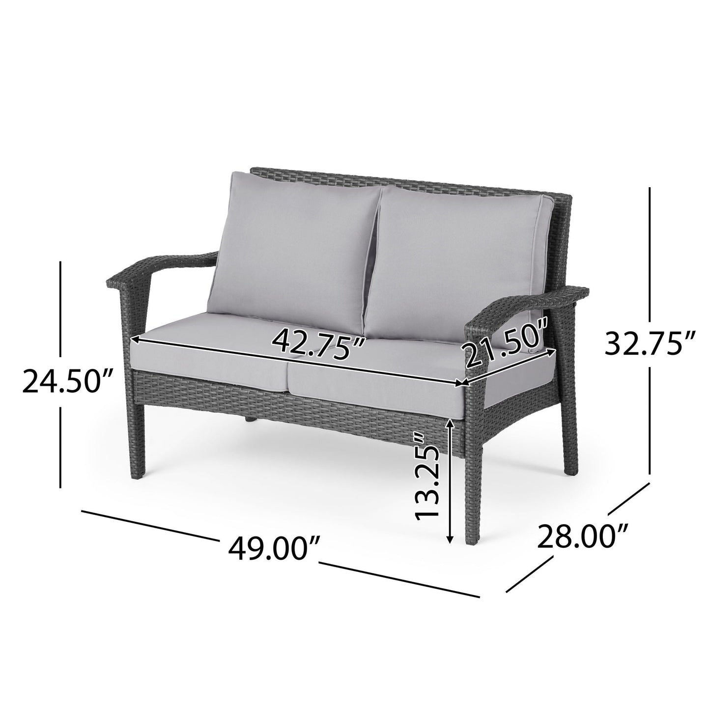 Honolulu Loveseat - Gray / Silver