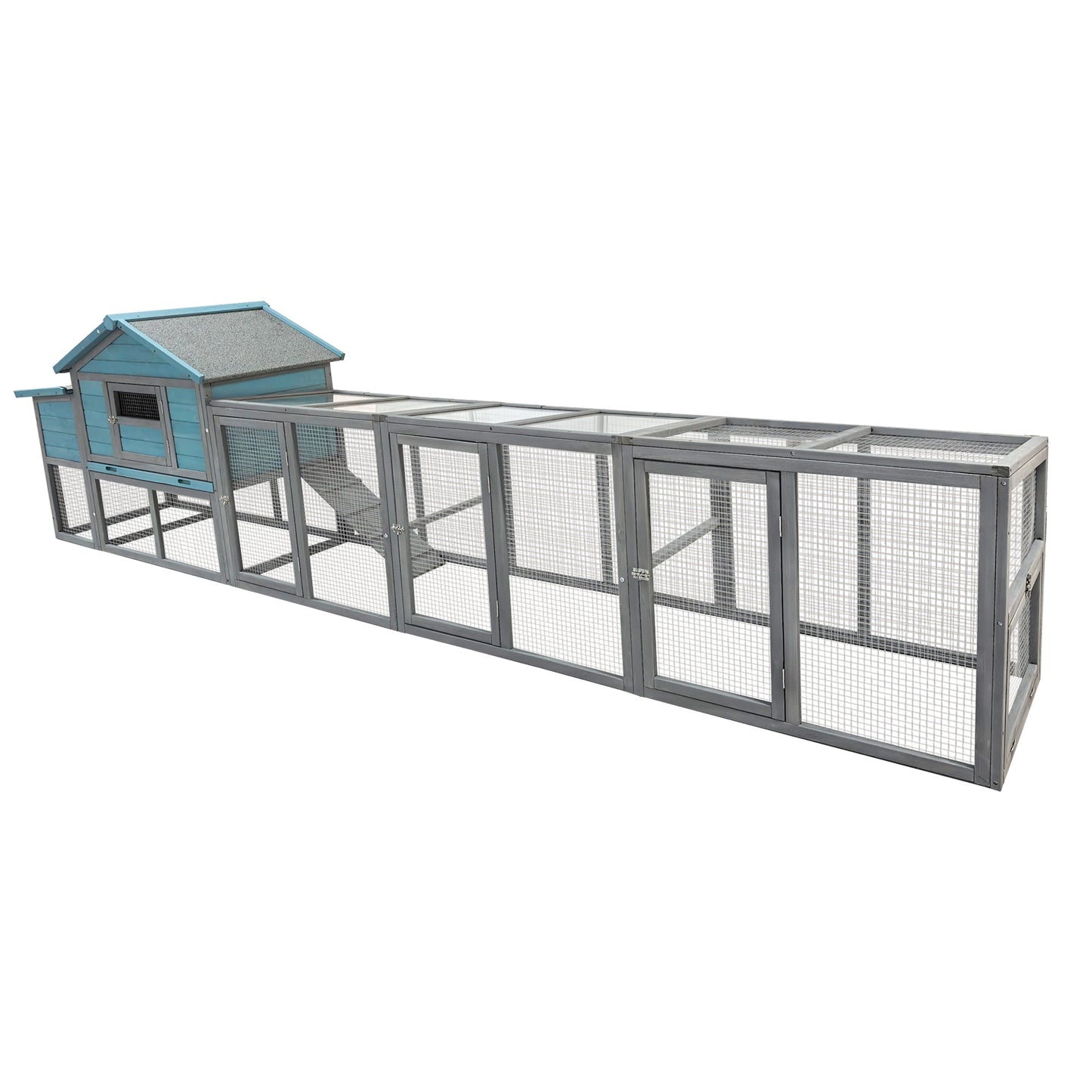 141" Large Wooden Chicken Coop with Nesting Box and Wire Fence