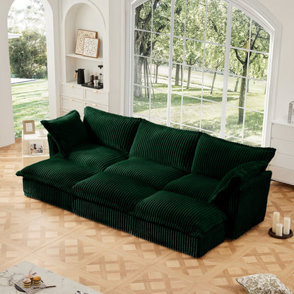 Living Room Sofa Slipcovered Sofa with 3 Ottomans