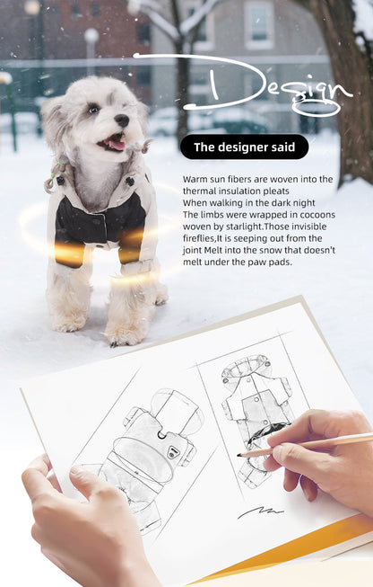 Water Resistant Dog Winter Coat, Graphene Thermal Warm Four Legged Dog Snow Jacket Hooded Pet Cold Weather Snowsuit, Windproof Padded Dog Clothes For Small Medium Dogs