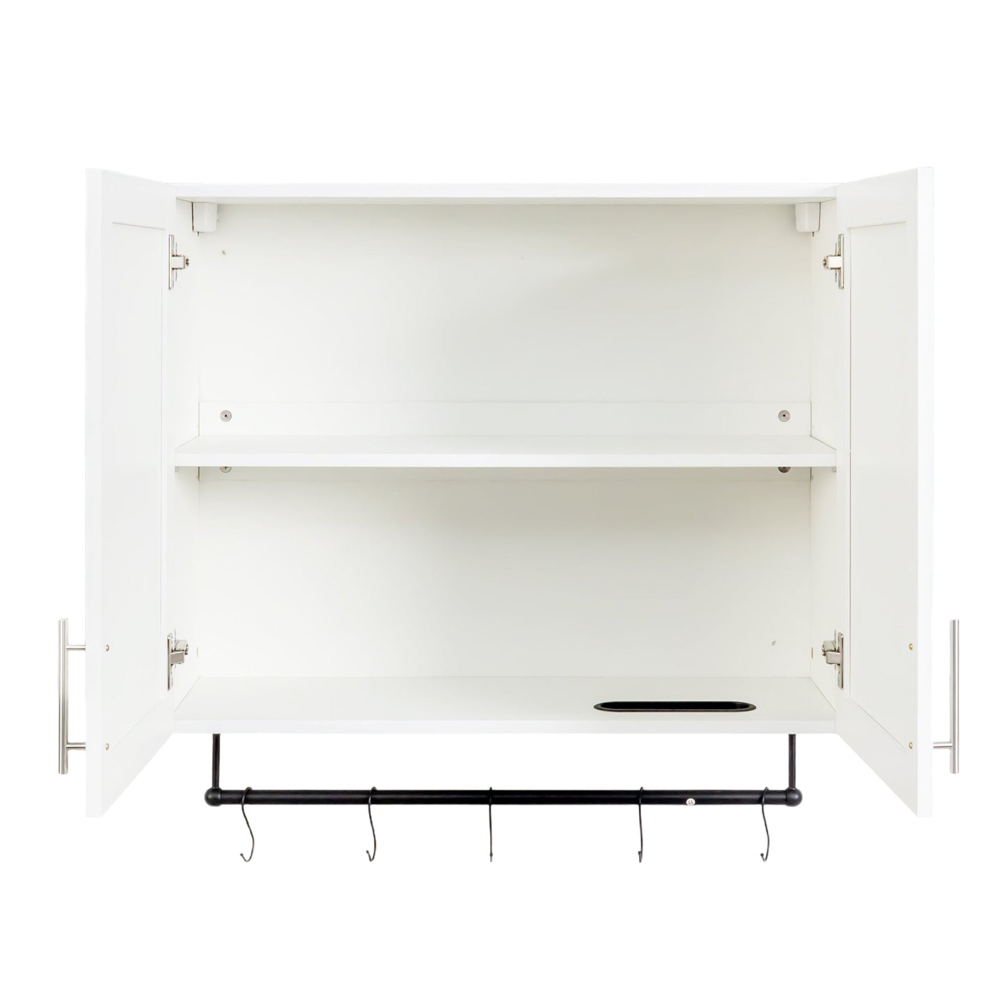 Bathroom Wall Cabinet with Adjustable Shelf, Towel Bar, and 5 Hooks