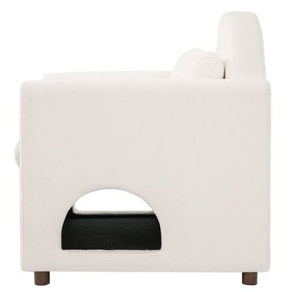 Beige Pet Friendly Accent Chair with Hidden Pet Nook