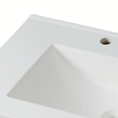 Modern Bathroom Vanity With Ceramic Sink, Tempered Blurred Glass Doors
