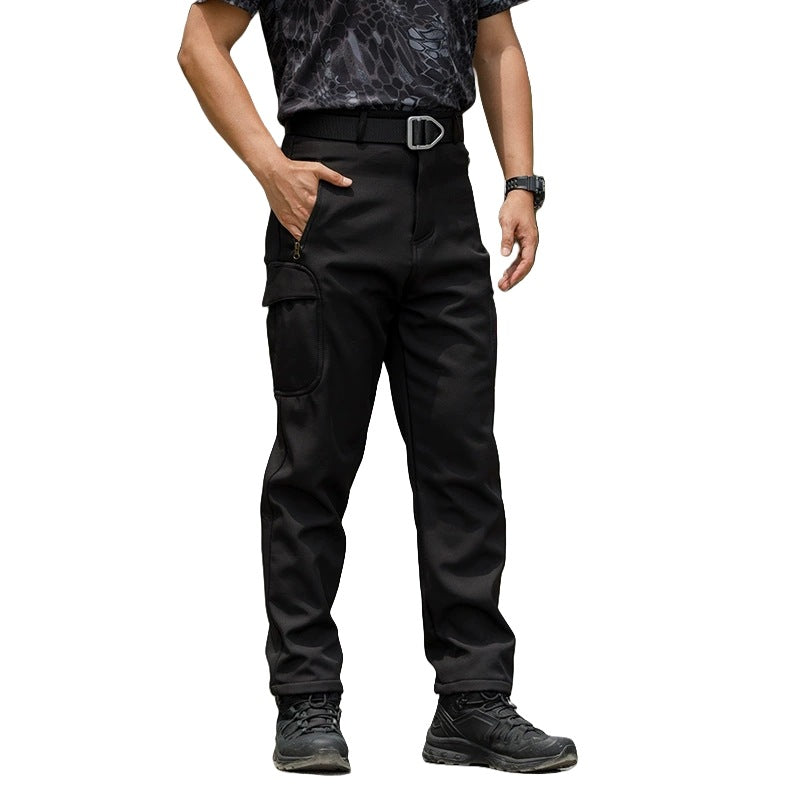 Outdoor Hiking Fleece-Lined Warm Casual Multi-Functional Waterproof And Wear-Resistant Workwear Tactical Pants
