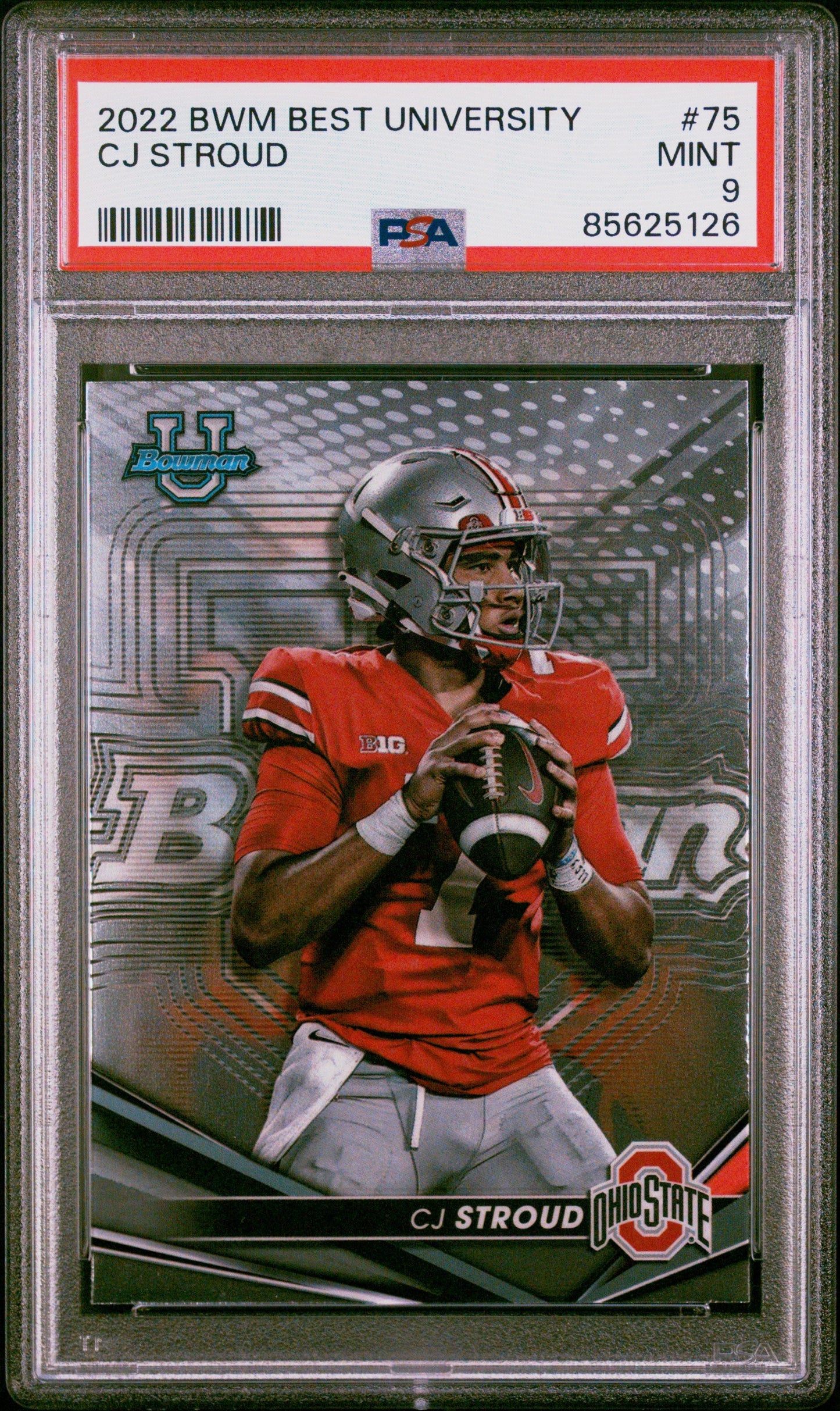 Graded 2022 Topps Bowman Best University CJ Stroud #75 Rookie RC Football Card PSA 9 Mint