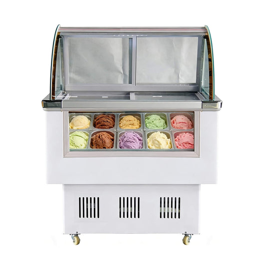 10-Pan 220V Commercial Gelato Display Freezer With LED Lighting (SAK59302)