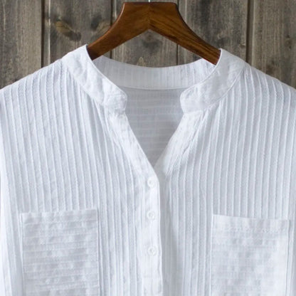 100% cotton white blouse women shirt spring summer elegant V-Neck ladies tops haut femme
