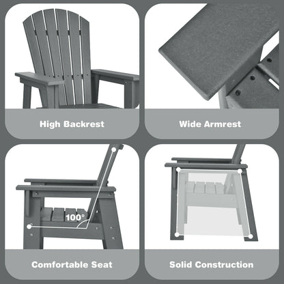 Patio Kids' Adirondack Chair with Ergonomic Backrest-Gray