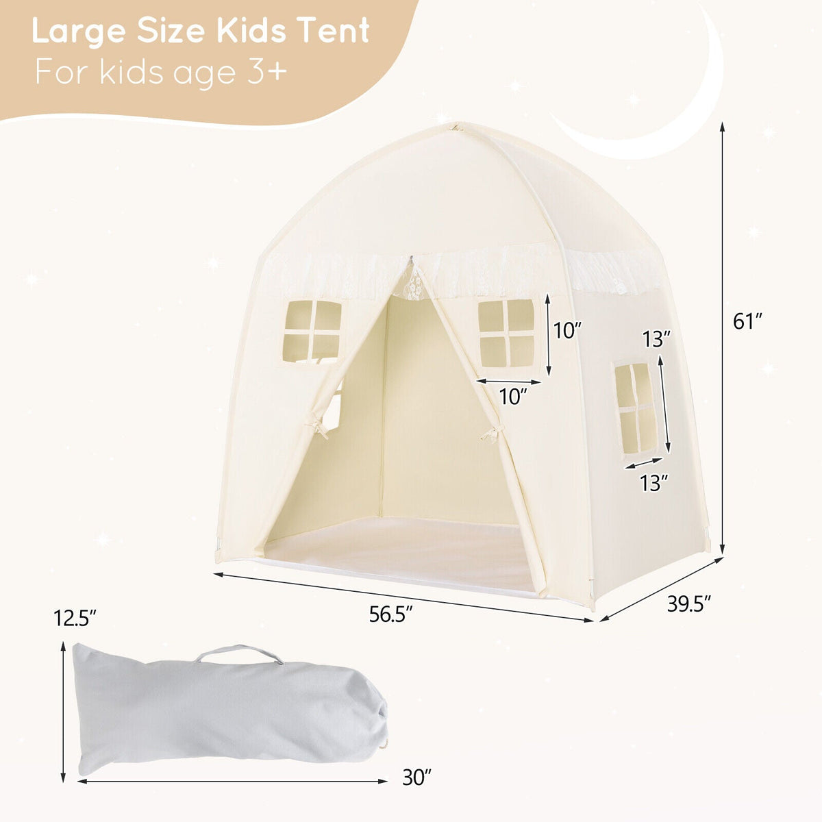 Portable Indoor Kids Play Castle Tent-White