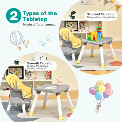 6-in-1 Convertible Baby High Chair with Adjustable Removable Tray-Yellow