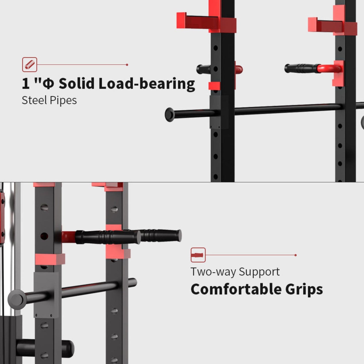 Rovix 1000LBS Multi-Functional Barbell Rack Squat Power Cage With Weight Bench (SAK35822)