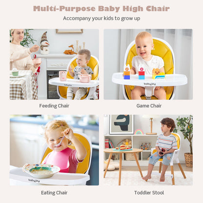 4-in-1 Convertible Baby High Chair Infant Feeding Chair with Adjustable Tray