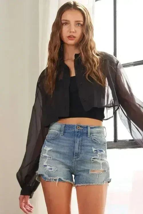 ADORA See Through Crop Shirt