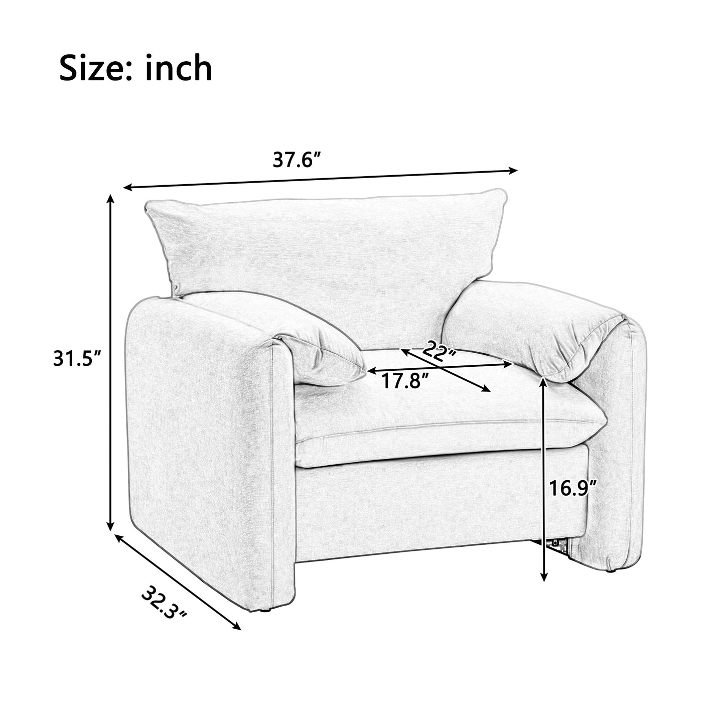 Modern Style Chenille Oversized Armchair Accent Chair