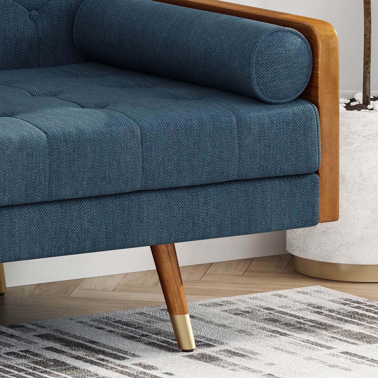 Aidan Mid Century Modern Tufted Fabric Sofa