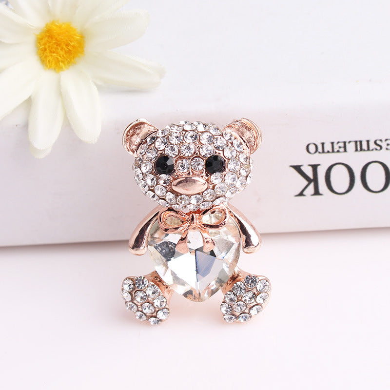 Little bear love crystal brooch female