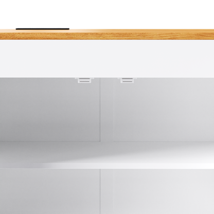 K&K 74.8" Kitchen Island with Extendable Dining Table