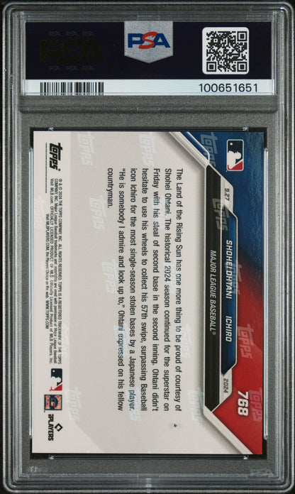 Graded 2024 Topps Now Shohei Ohtani/Ichiro #768 Baseball Card PSA 10 Gem Mint