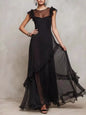 Sheer Ruffle Trim Maxi Dress