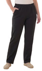 Women's Pull-On Flat Front Knit Pants — Cotton Blend Elastic Waist