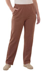 Women's Pull-On Flat Front Knit Pants — Cotton Blend Elastic Waist