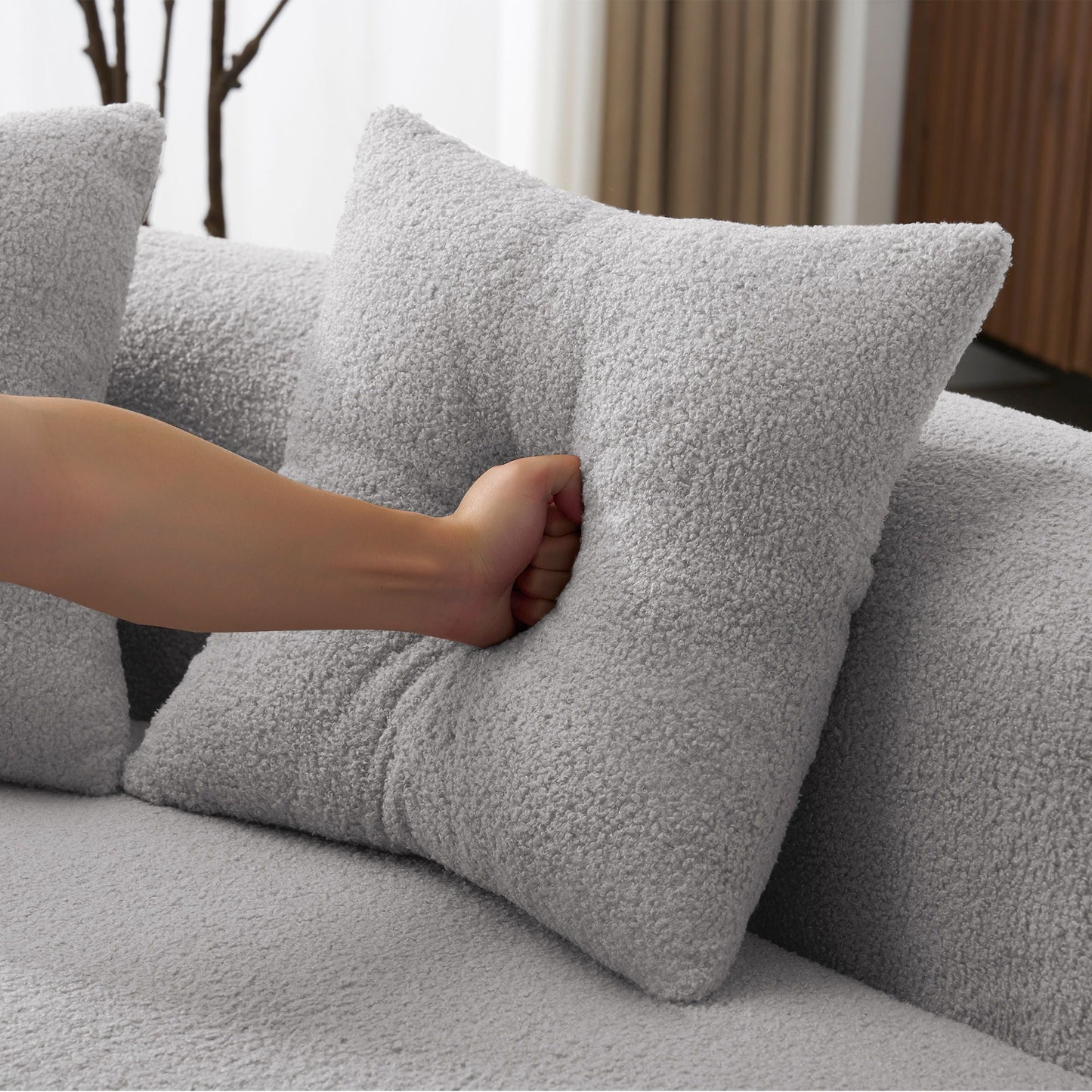 Curved 4 Seater Full Compression Sponge Sofa