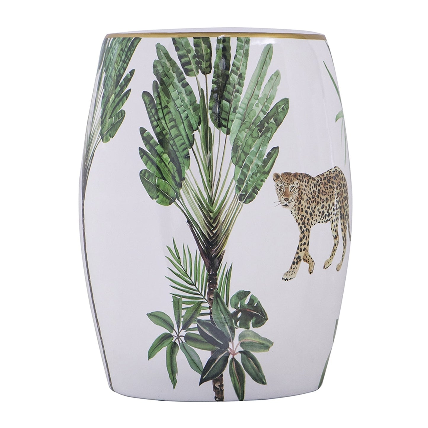 13x13x18 Ceramics Garden Stool Jungle-Themed Accent Side Table