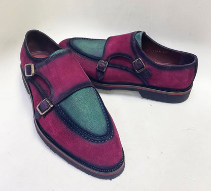 C Collection Suede Monkstrap Shoe - Red