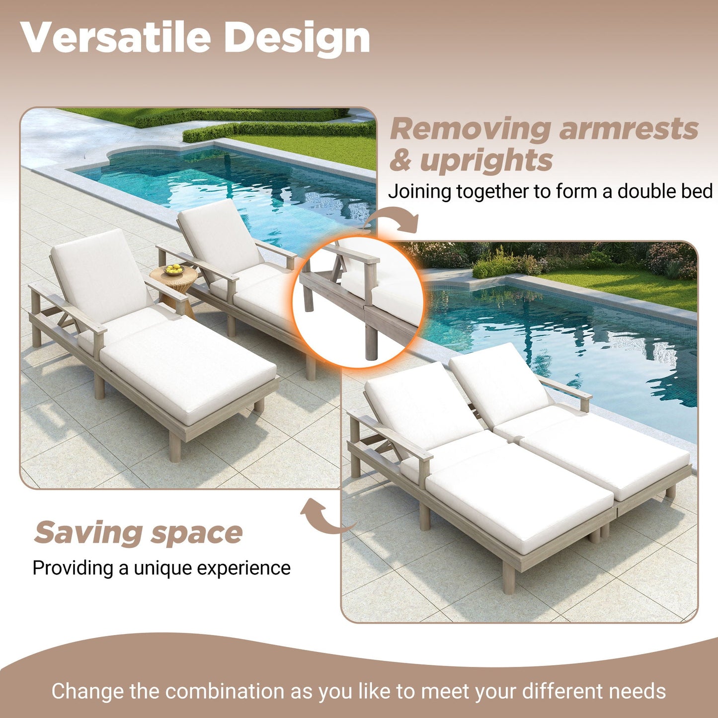 5 Position Adjustable Outdoor Chaise Lounge