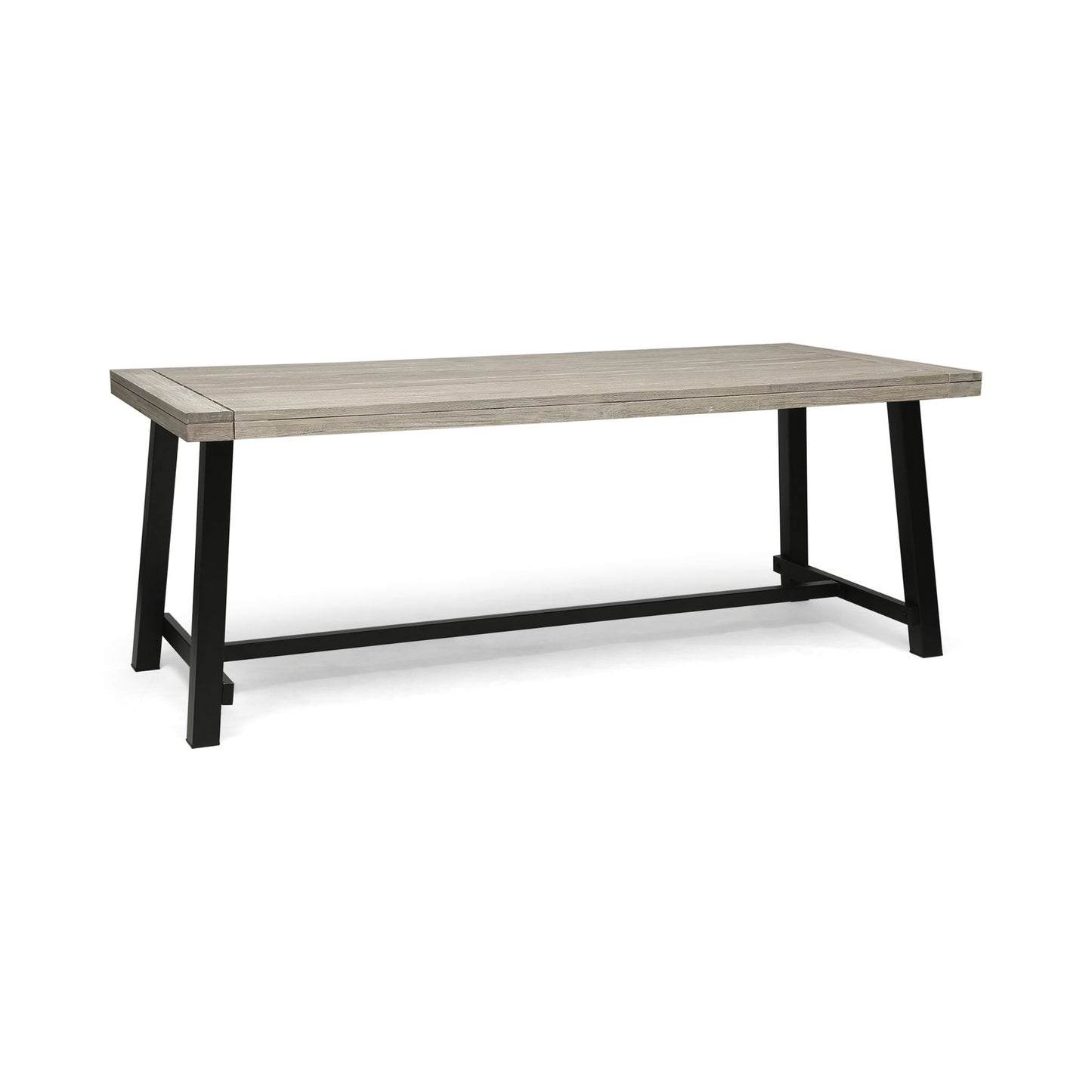 Equilibrium Outdoor Dining Table with Wooden Frame and Slat Top
